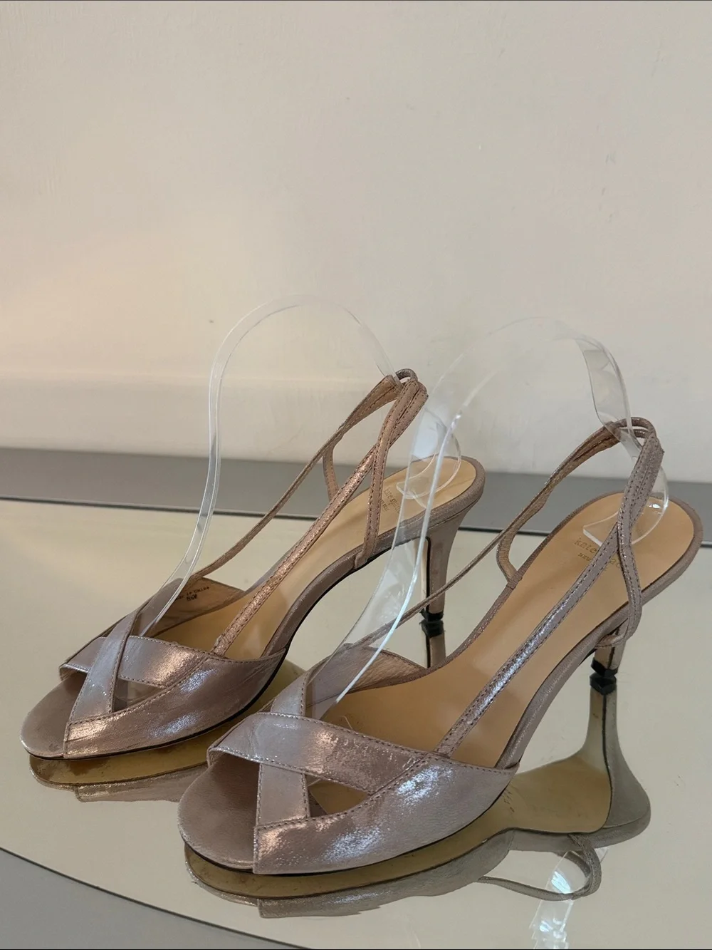 KATE SPADE New York Vintage Gold Metallic Slingback Peep Toe Heels Size 8.5